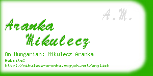 aranka mikulecz business card